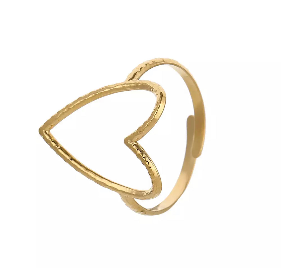 Bague fine en acier inoxydable en forme de coeur 