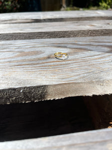 bague ajustable acier inoxydable doré avec diamant blanc en zircon
